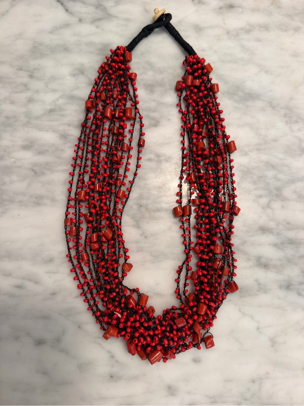 Handcrafted Red Multi-Strand Beaded Necklace for Women
